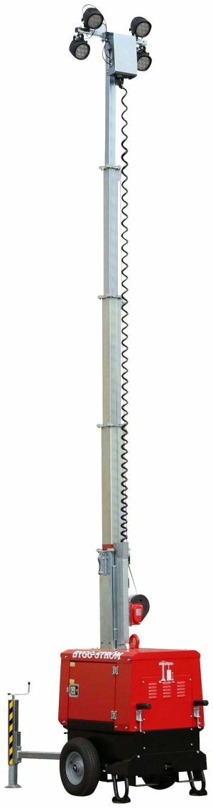 Belysningsmast Batteridrift 4X100W – 5,5 Meter