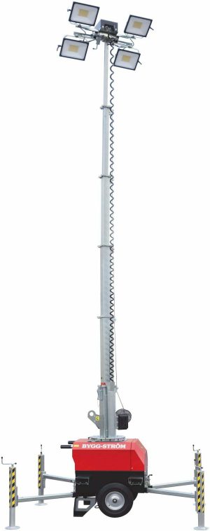 Belysningsmast Med Ljussensor 4X100W – 7 Meter