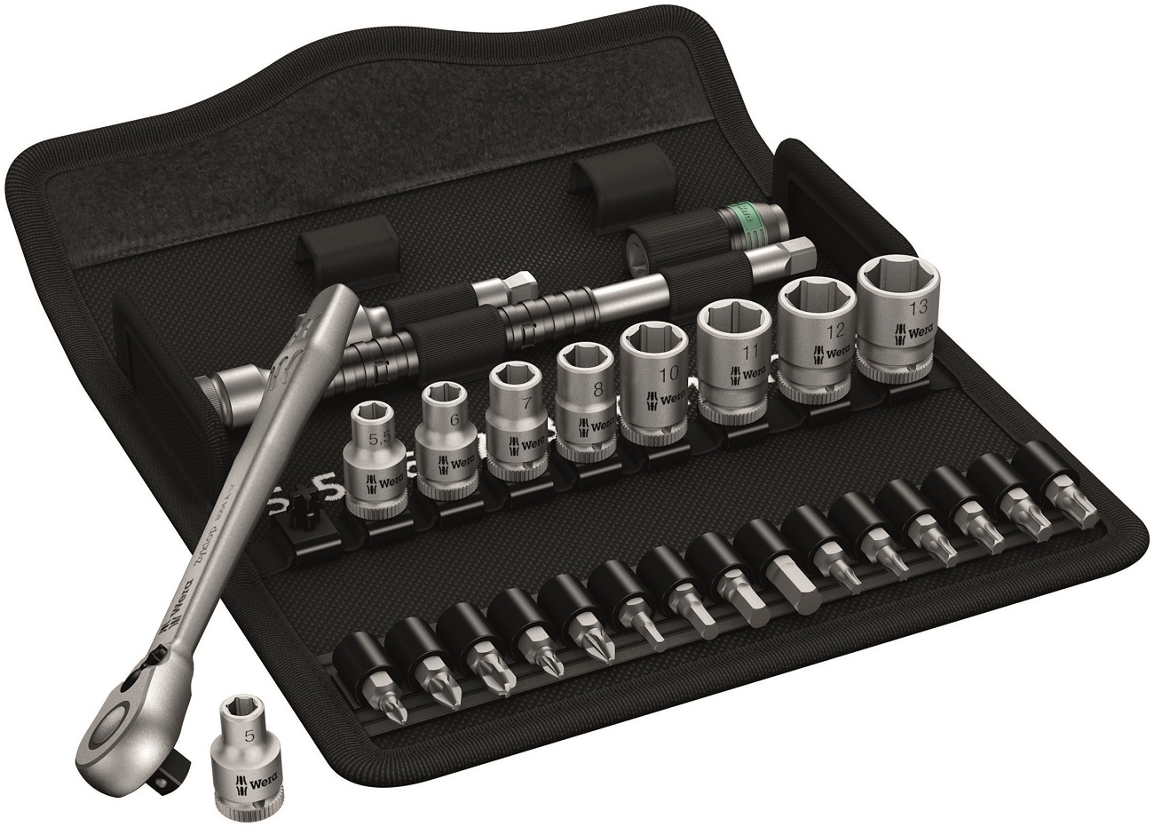 WERA 8100 SA 8 Zyklop Metal Ratchet Set with switch lever, 1/4" drive, metric 8004 A 1 x 1/4"x141,0; - Bild 2